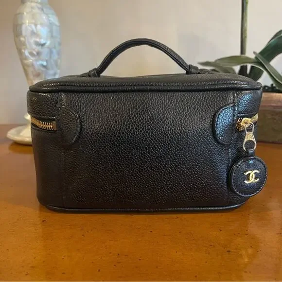CHANEL CC Logo Caviar Skin Vanity Hand Bag Black - Excellent Condition - Picture 3 of 10